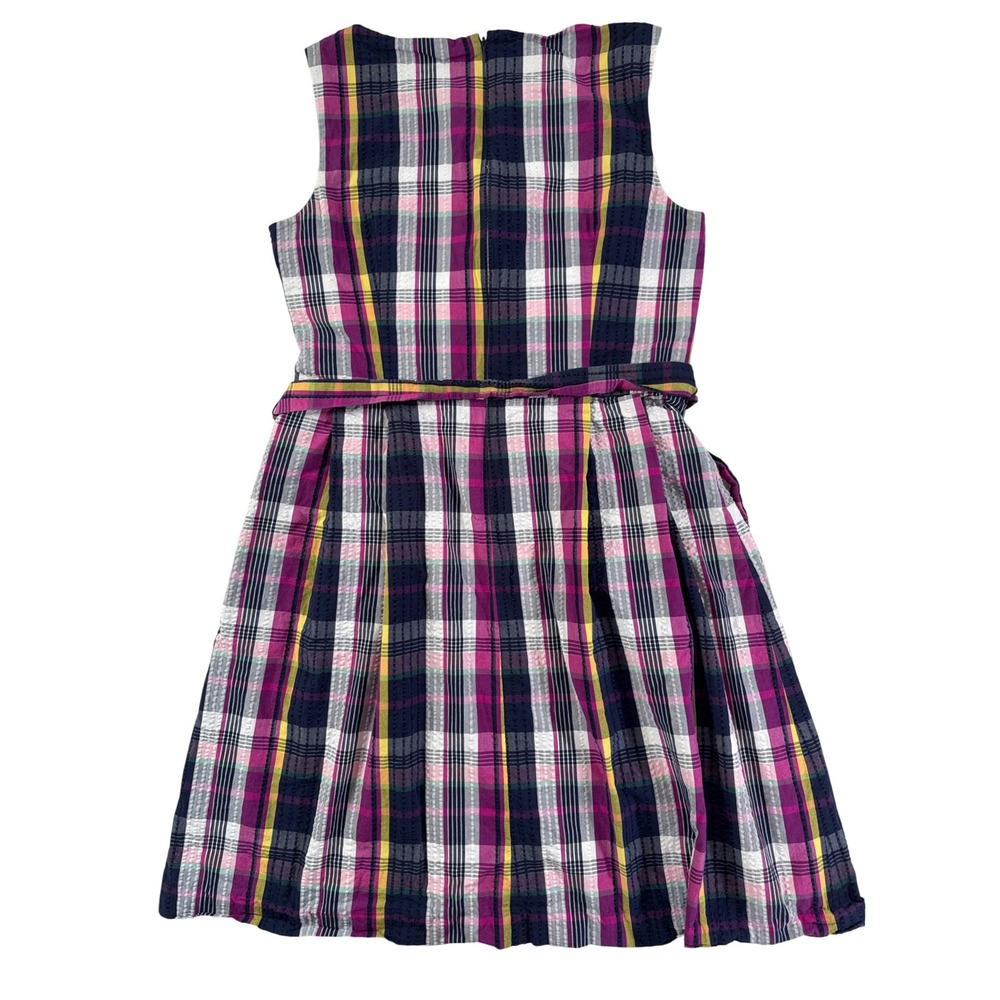 Anne Klein Womens Plaid Sleeveless Fit Flare Belted Dress Magenta Navy Yellow 12 - Picture 3 of 13